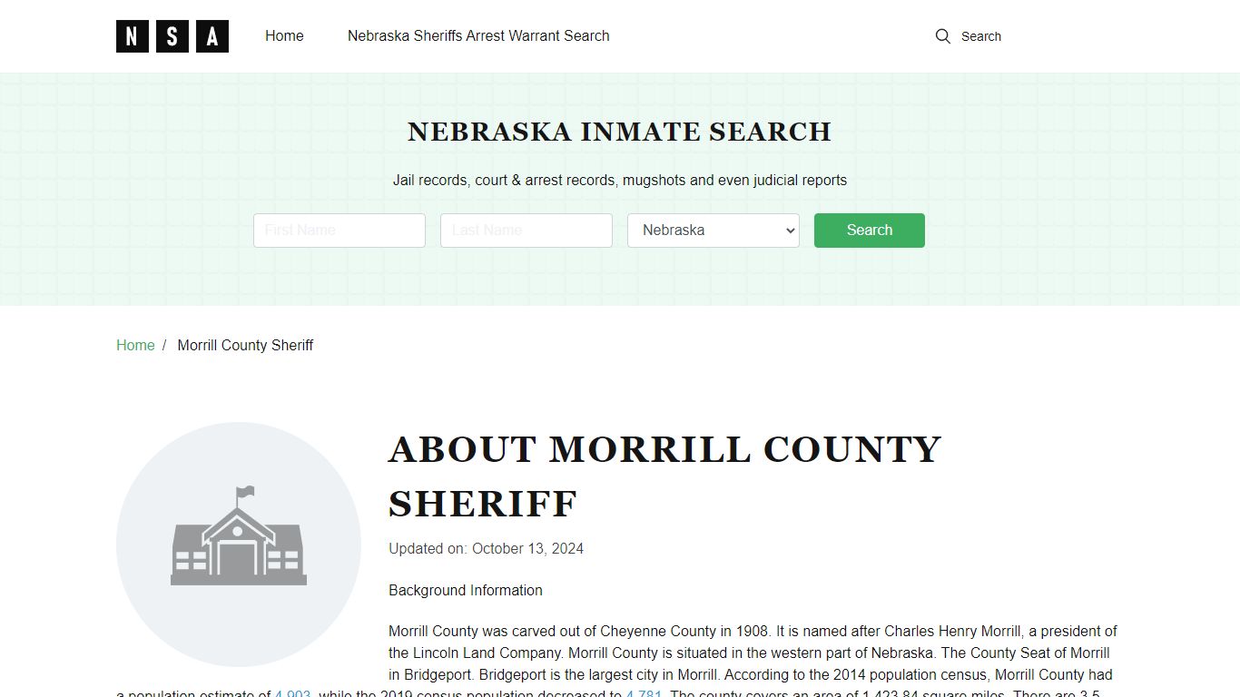 Morrill County Sheriff, Nebraska and County Jail Information