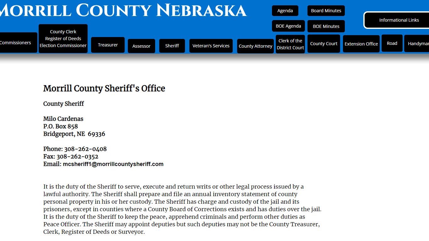 Sheriff - Morrill County Nebraska